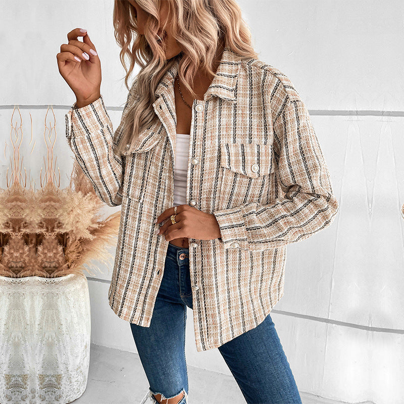 Autumn Winter Women Wear Plaid Shirt Outerwear Women