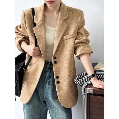 Early Autumn   Retro Texture Woven Blazer Women High Grade Classic Blazer