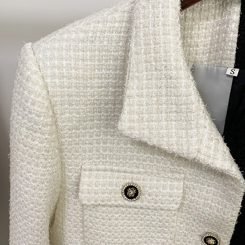 Autumn Winter Star Chic Chanel Coat Cool Contrast Color Woolen Blazers