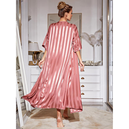 Sling Pajamas Women Two Piece Set  Long Robe Silk High Grade Home Wear Set