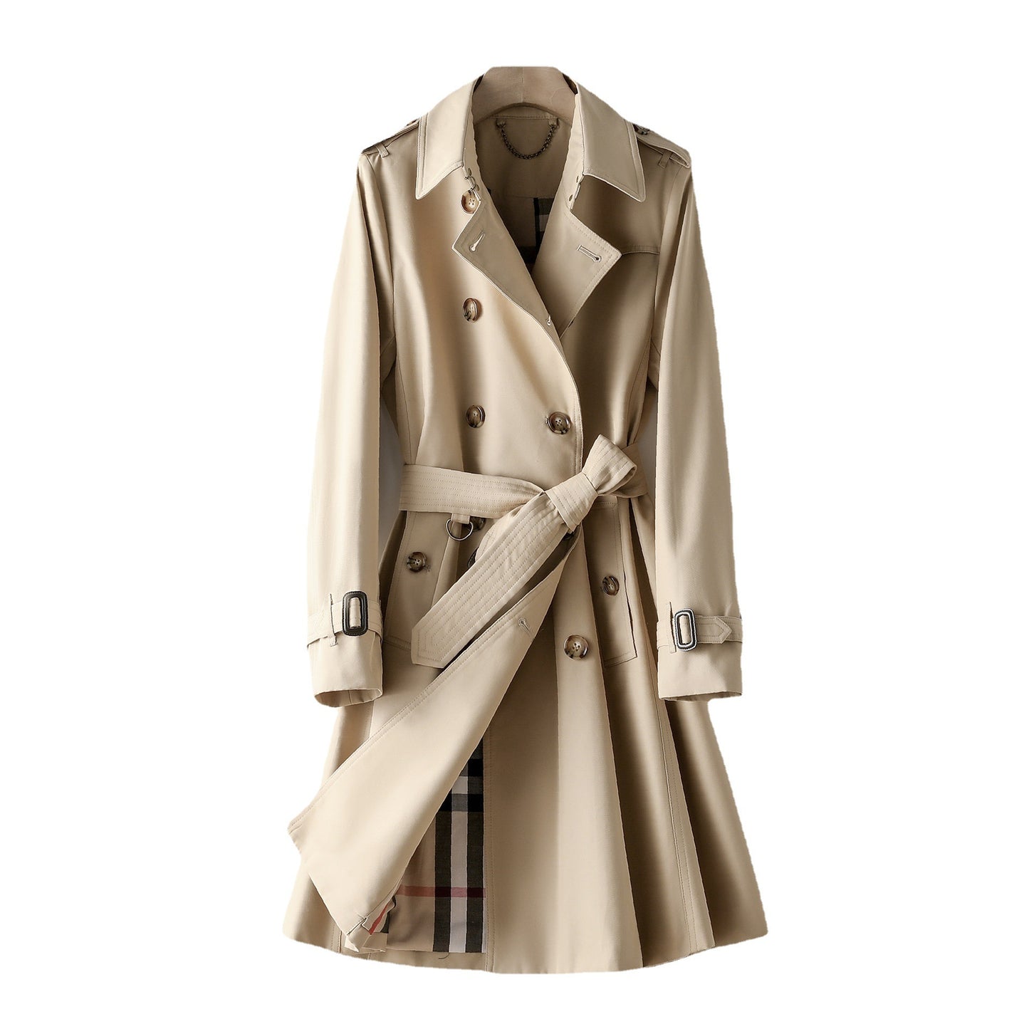 Element Trench Coat Women Long Commuting Elegant All Matching British Spring Autumn Coat Women