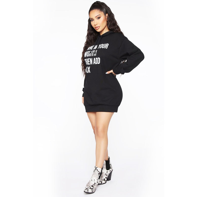 Letter Graphic Print Hoodie Women Single Cotton Fresh Sweet Casual Street