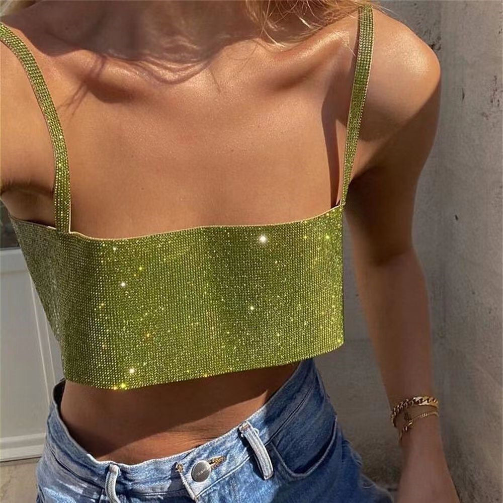 Summer Sexy Camisole Metal Rhinestone Vest Top