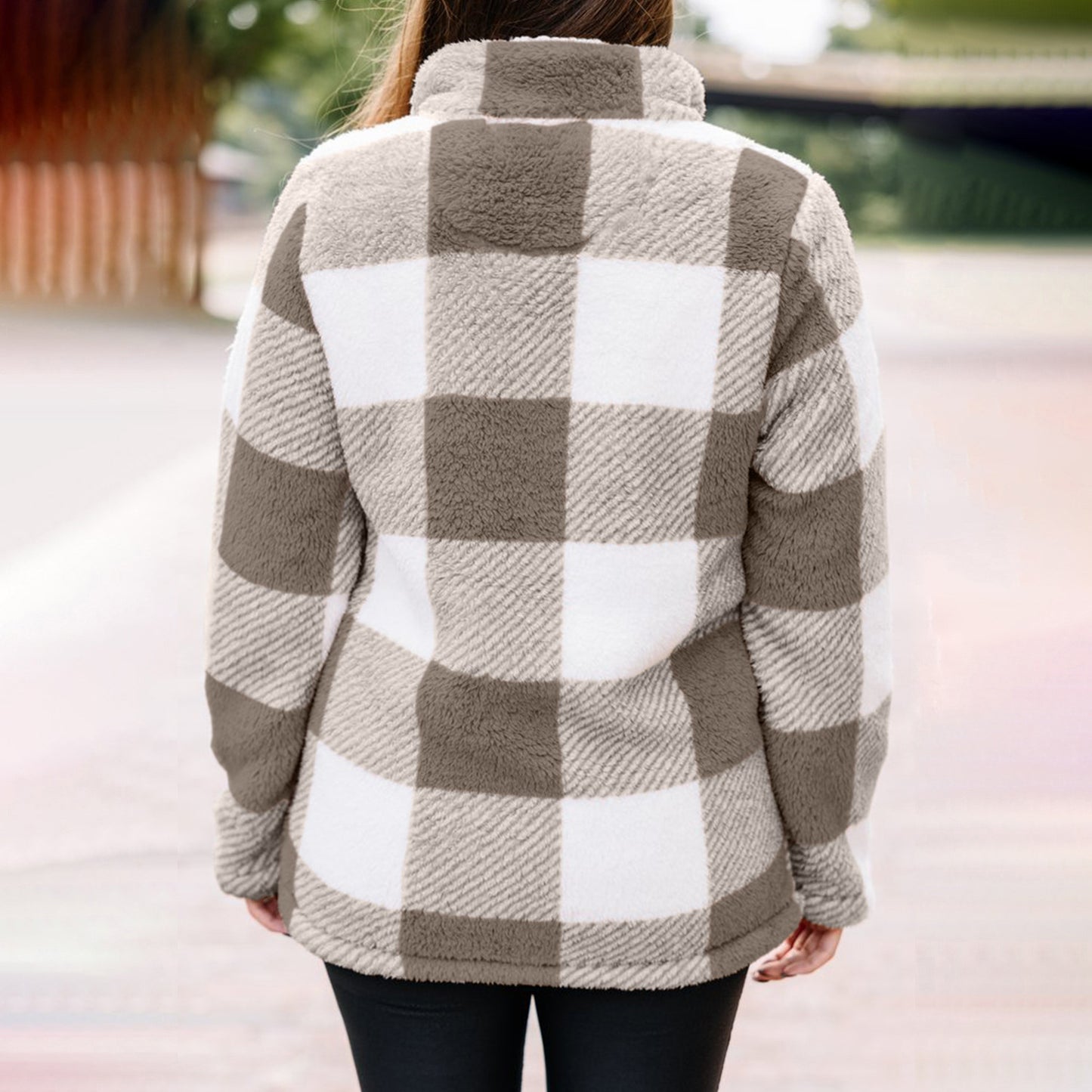 Women Autumn Winter Color Matching Plush Loose Internet Trendy Coat