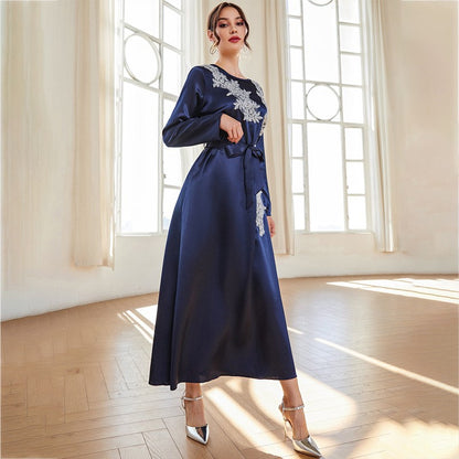 Long Sleeved Dress Office Embroidered Long Dress Autumn Winter