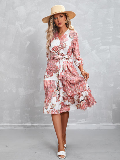 Women Clothing Summer Printed 3/4 Sleeves Dress