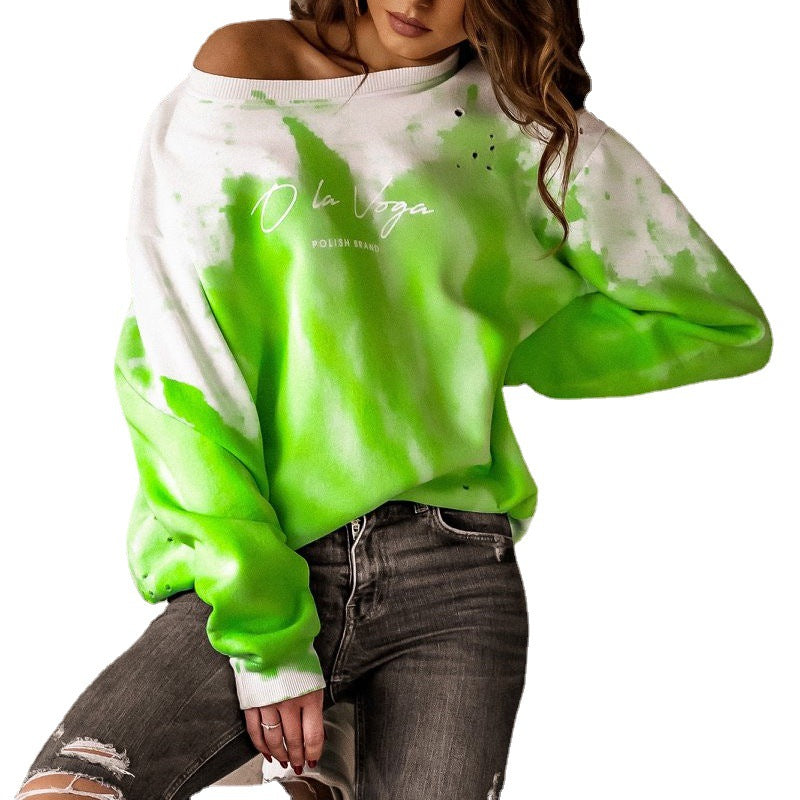 Women Clothes Printed Tie-Dyed Long Sleeve round Neck T- Sweater for Women Sweatshirt