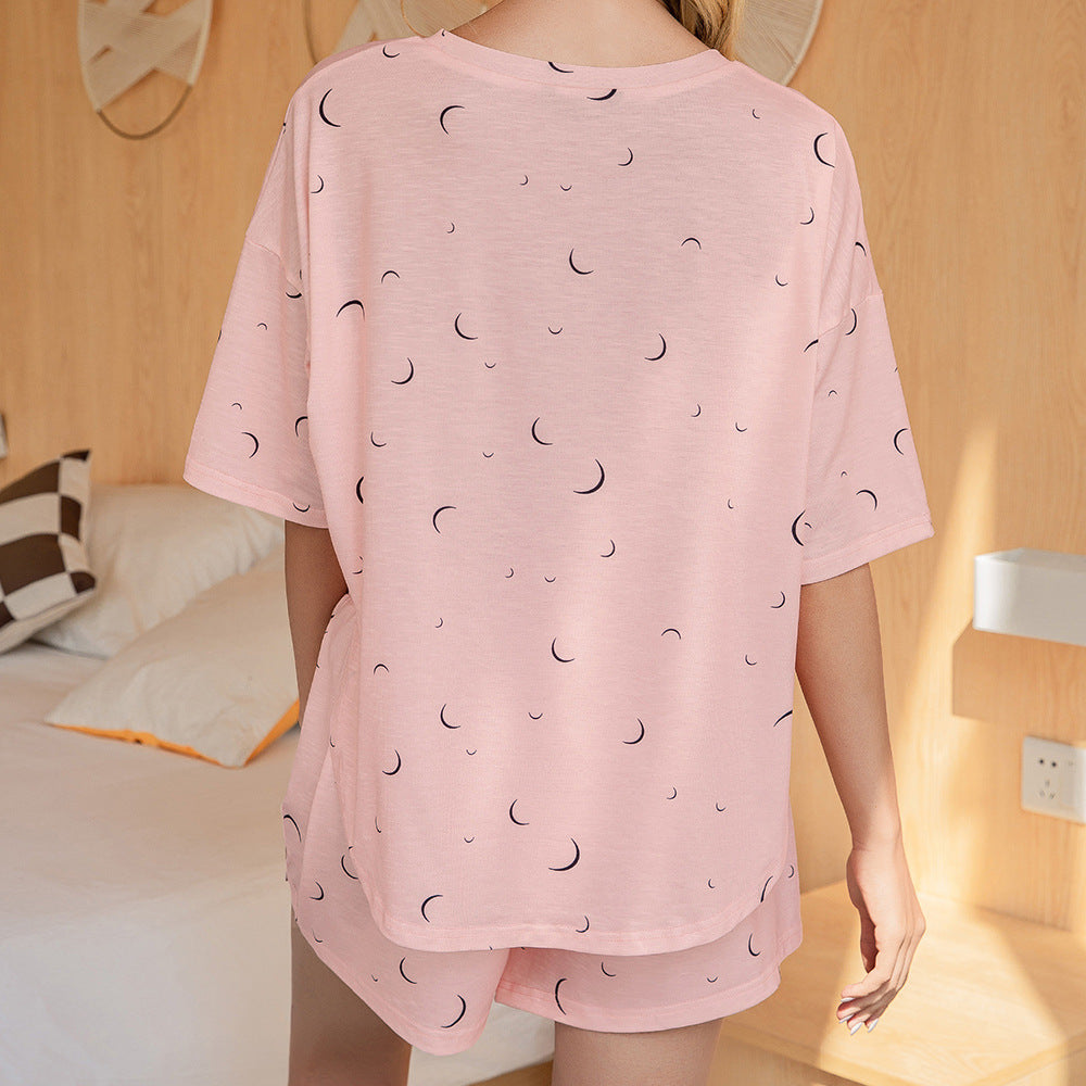 Spring Summer Printed Casual Comfortable Women Short Sleeved Coat Shorts Home Wear Suit Women