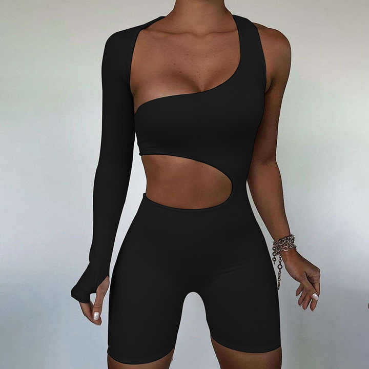 Arrival Long Sleeve off Shoulder Jumpsuit Sexy Sexy Hollow Out Cutout out Sports Jumpsuit