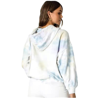 Autumn Winter Tie-Dye Loose Hooded Drawstring Women Clothing Urban Casual Long Sleeves