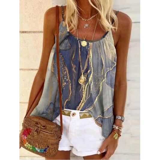 Women Clothing Bohemian Fancy Camisole Summer Pleated Loose Casual Vacation Camisole
