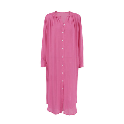 Simple Loose Pink Maxi Dress Ladies Homewear Women