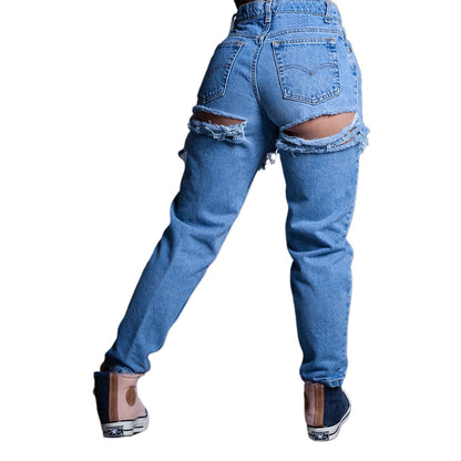 Arrival Ripped Jeans Women Washed High Waist Loose Jeans