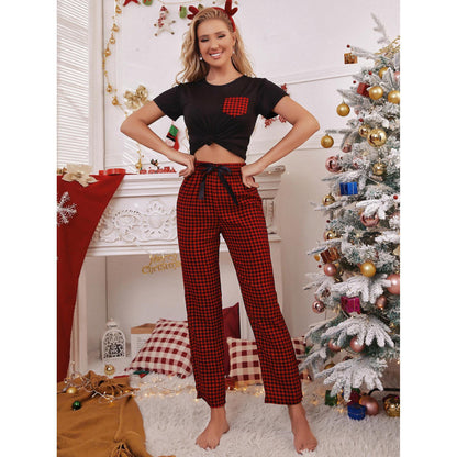 Home Wear  Christmas Atmosphere Short-Sleeved T-shirt Trousers Pajamas Suit Comfortable Can Be Worn outside