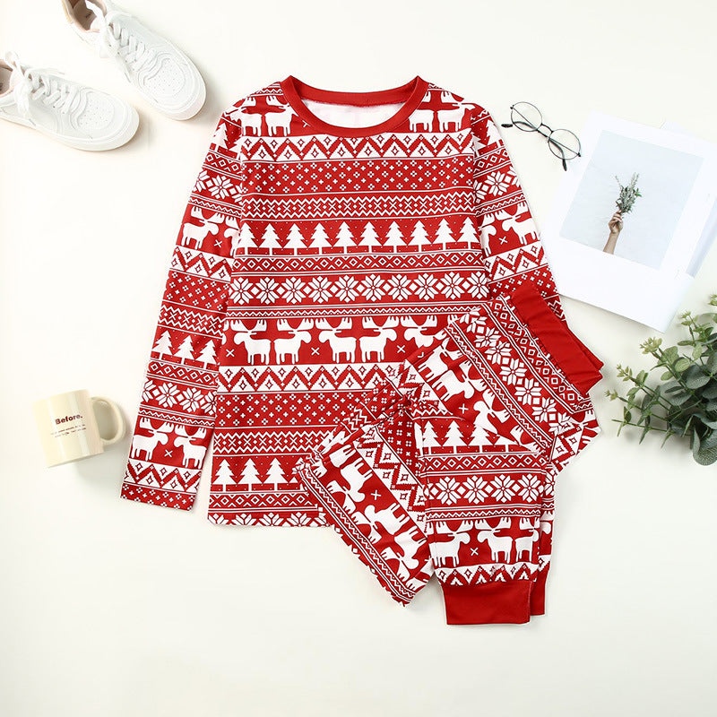 Pullovers Home Wear Red Long Sleeved Trousers Christmas Snowflake Pajamas Women Autumn Winter Suit