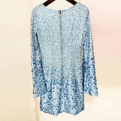 Goods Spring Summer Stars Slim Bell Sleeve Full Body Sequined Chiffon Dress