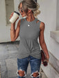 Women's Solid Color Cutout Knot Front Tank Top