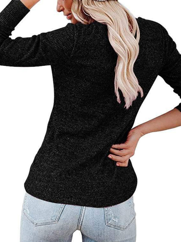 Women's Long Sleeve Henley Shirts V Neck Down Tops