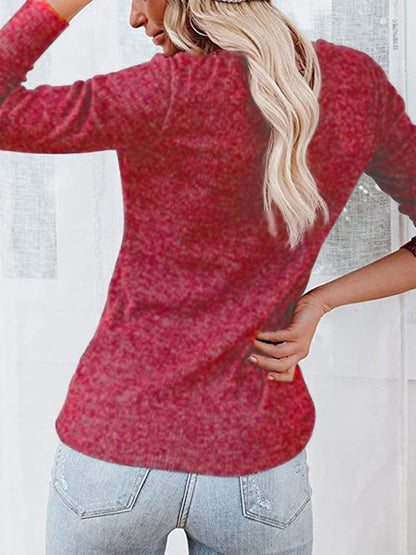 Women's Long Sleeve Henley Shirts V Neck Down Tops