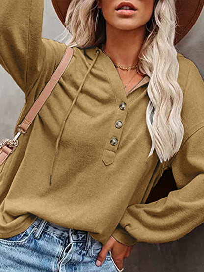 Women's Cardigan Hoodie Casual Loose Solid Color Sweatshirt