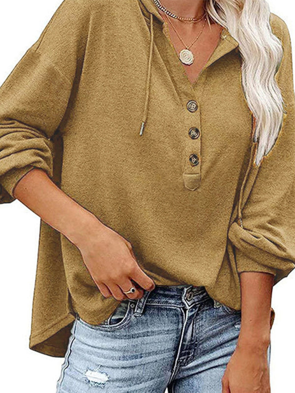 Women's Cardigan Hoodie Casual Loose Solid Color Sweatshirt