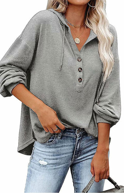 Women's Cardigan Hoodie Casual Loose Solid Color Sweatshirt