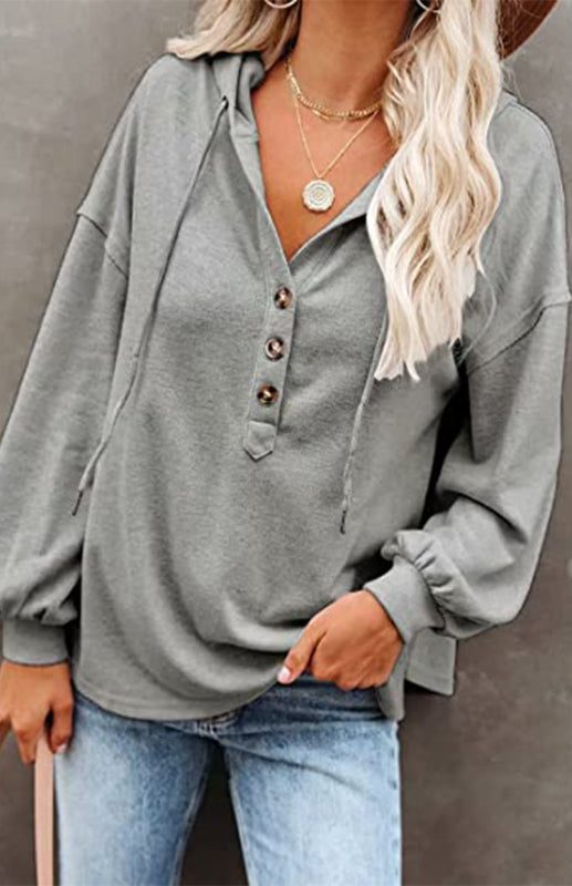 Women's Cardigan Hoodie Casual Loose Solid Color Sweatshirt