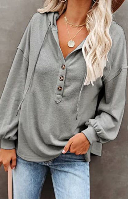 Women's Cardigan Hoodie Casual Loose Solid Color Sweatshirt