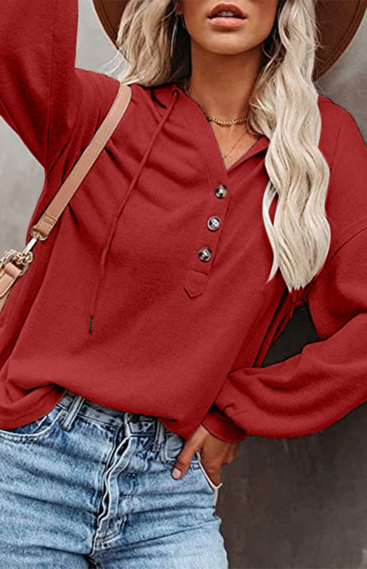 Women's Cardigan Hoodie Casual Loose Solid Color Sweatshirt