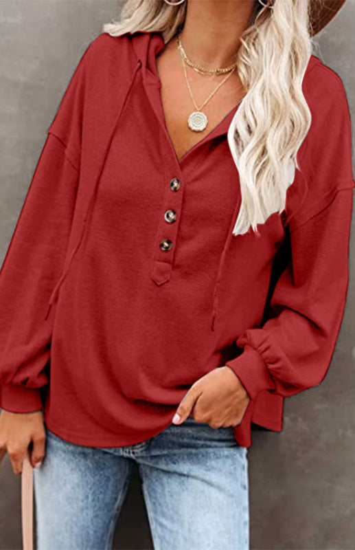 Women's Cardigan Hoodie Casual Loose Solid Color Sweatshirt