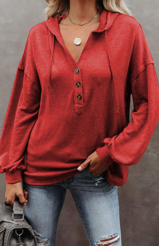 Women's Cardigan Hoodie Casual Loose Solid Color Sweatshirt