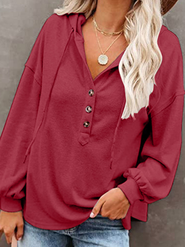 Women's Cardigan Hoodie Casual Loose Solid Color Sweatshirt