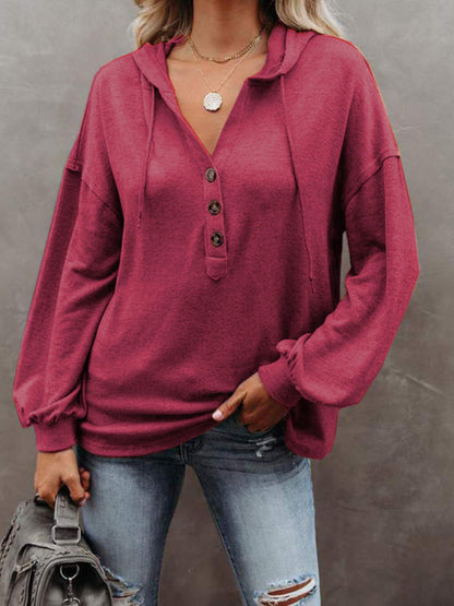 Women's Cardigan Hoodie Casual Loose Solid Color Sweatshirt