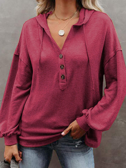 Women's Cardigan Hoodie Casual Loose Solid Color Sweatshirt