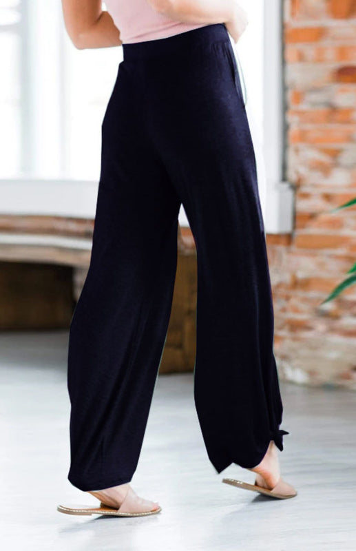 Women's Casual Casual Knit Trousers Tied Open Slits