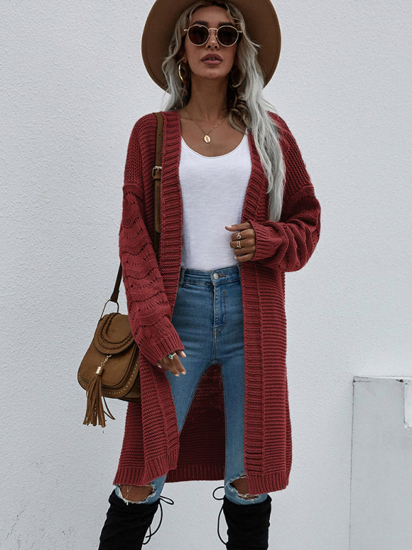 Women's Open Knit Long Sleeve Cardigan