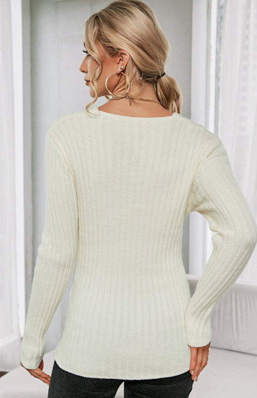 Women's V-Neck Pullover Cross Sweater