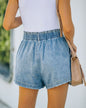 Ladies Elastic Waist Casual Loose Denim Shorts