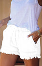 Women's Elastic Waist Drawstring Casual High Waist Slim Denim Shorts
