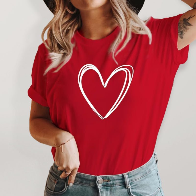 Women's Love Print Crew Neck T Shirt