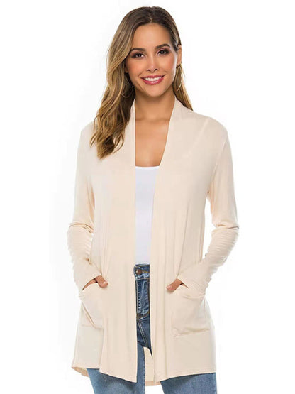 Women's all-match new mid-length long-sleeved cardigan