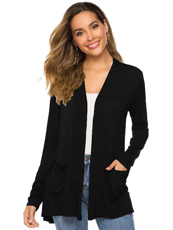 Women's all-match new mid-length long-sleeved cardigan