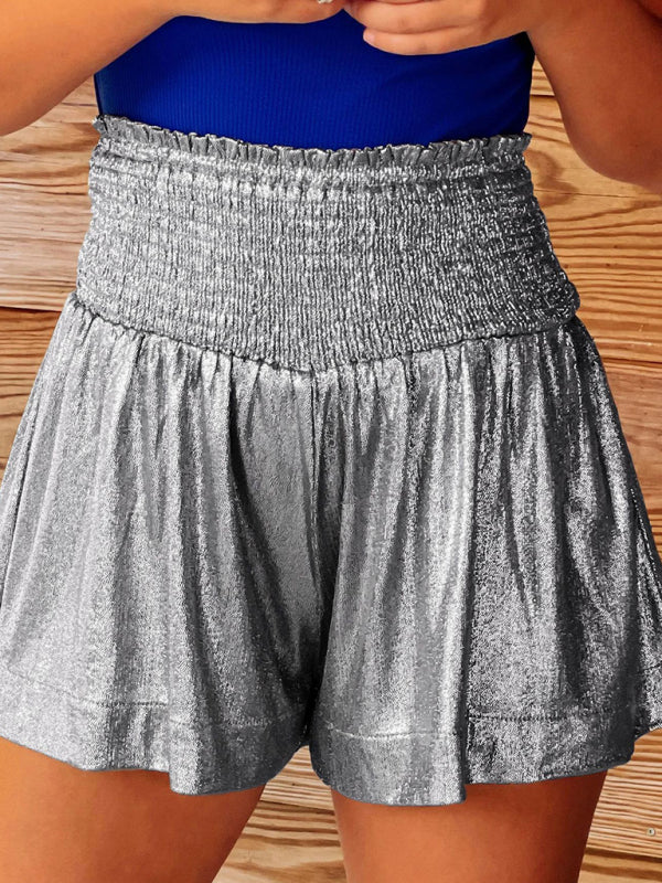 New Casual Sports Women's Shorts Loose Elastic Waist Drape Glitter Pants