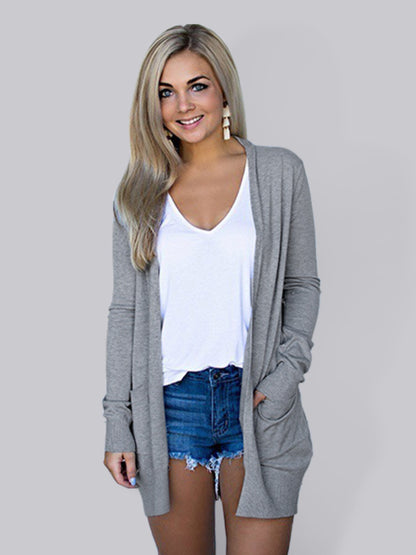 Women's New Tops Long Sleeve Knitted T-Shirt Cardigan