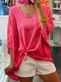 Women's Woven Trendy Loose V Neck Leopard Print Top