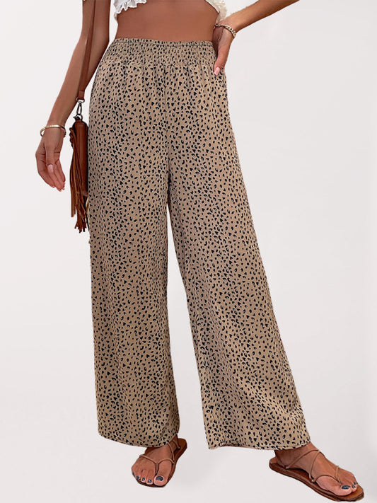 Women's Woven Fashion Casual Leopard Print Casual Wide-leg Pants
