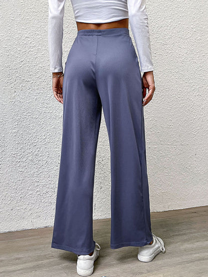 Women's woven casual commuter style wide-leg pants