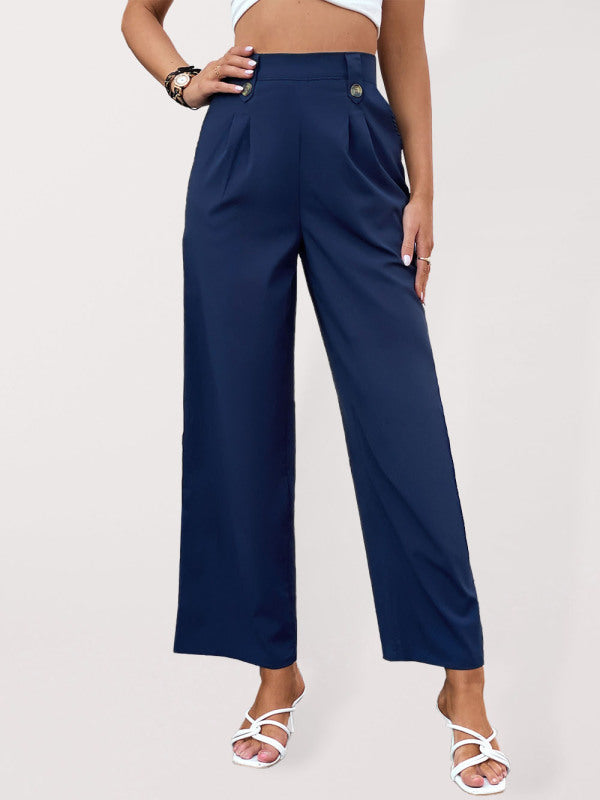 Women's woven casual commuter style wide-leg pants