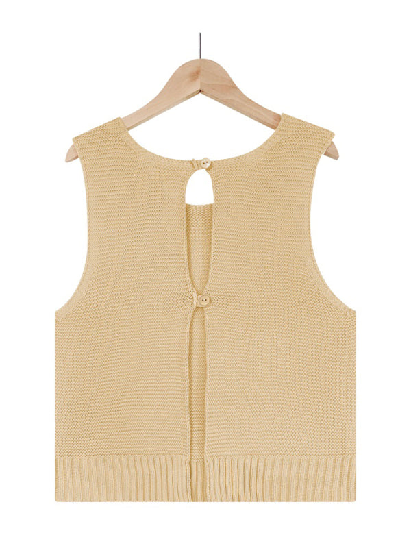 Women's Solid Color Casual Knit Button Vest