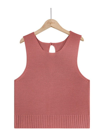 Women's Solid Color Casual Knit Button Vest